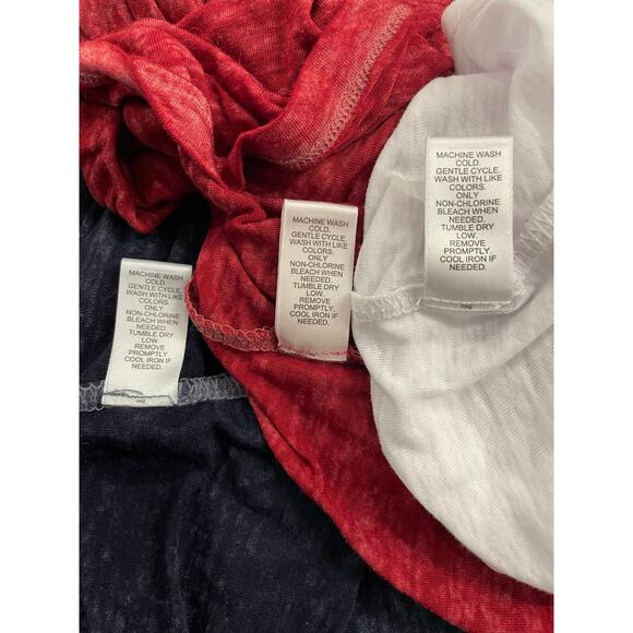 CATO set of 3 ladies tees, navy, red and white with floral peace sign. LG - Picture 6 of 12